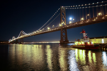 Oakland Bay Bridge  in San Francisco at night