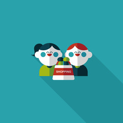 Fototapeta premium Valentine Shopping flat icon with long shadow,eps10