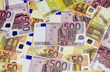 Various euro banknotes