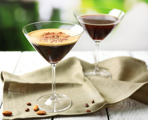 Espresso cocktail served on table