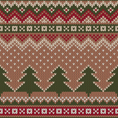 Seamless Winter Holiday Pattern on the wool knitted texture