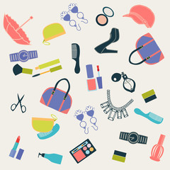 seamless pattern with woman things-illustration