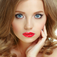 Young beautiful sexy blonde with stylish make-up