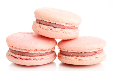 Gentle colorful macaroons isolated on white