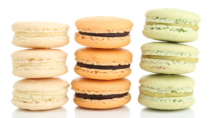 Gentle colorful macaroons isolated on white