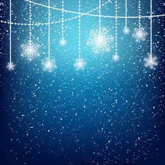 Christmas background with shiny snowflakes
