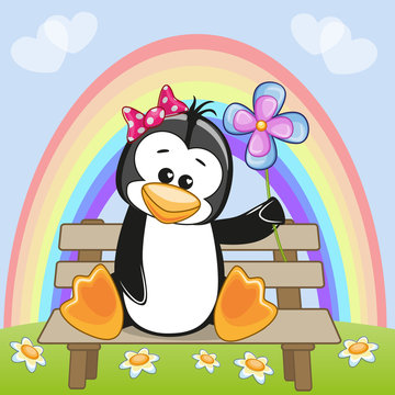 Penguin with flower