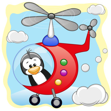 Penguin in helicopter