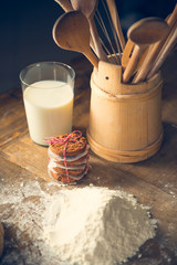 Chocolate cookies on kitchen table