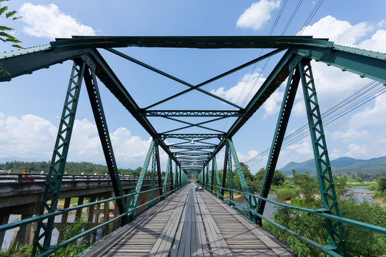 iron bridge at pai river in thailand