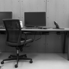 modern office with computer on table work
