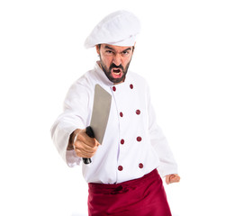 Chef fighting with knives