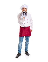 Chef shouting by megaphone