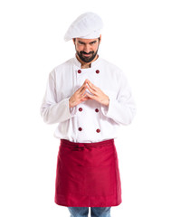 Intesenting chef over white background