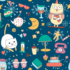 Hello winter and cozy evening pattern.