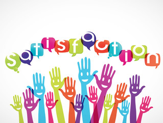 Obraz premium groupe mains souriantes : satisfaction