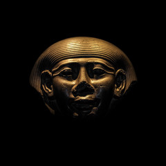 Granite sarcophage of Egyptian pharaoh in black background, 2014