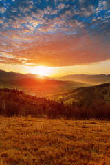 Autumn morning in mountains