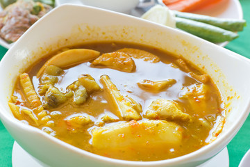 hot and sour, fish and vegetable ragout, Thai food