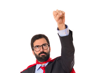 Businessman dressed like superhero