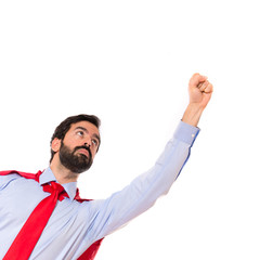 Businessman dressed like superhero