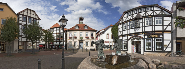 Bad Münder Marktplatz Panorama ca. 180 Grd - obrazy, fototapety, plakaty