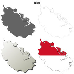 Riau blank outline map set
