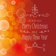 Fototapeta na wymiar Merry Christmas card with bokeh light background and ornaments