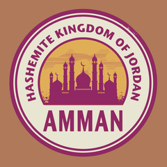 Stamp or label with text Amman, Jordan inside