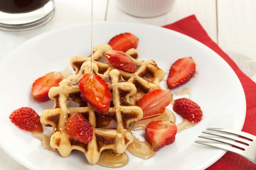 Waffle dessert with honey