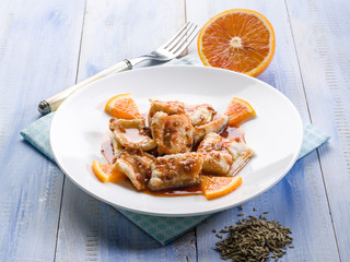 salted cod with orange juice and fennel seeds