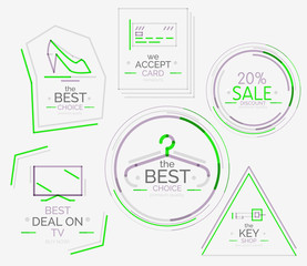Minimal line design shopping stamps