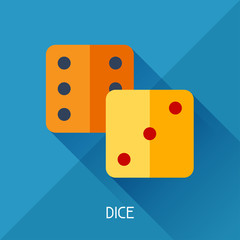 Game illustration with dice in flat design style.