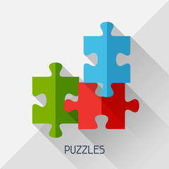 Game illustration with puzzles in flat design style.