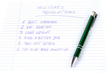 New Year's resolutions listed