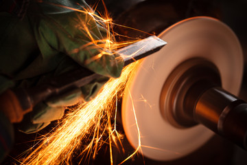 Grinder sparks.