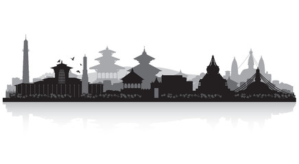Kathmandu Nepal  city skyline silhouette - obrazy, fototapety, plakaty