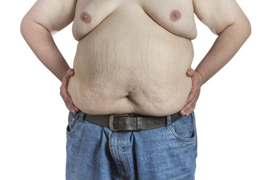 Shirtless overweight Man