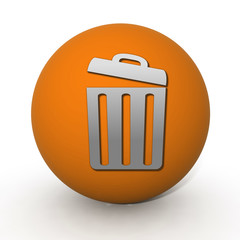 trash can circular icon on white background