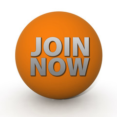 Join now circular icon on white background