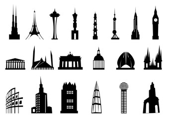 Buildings icons set