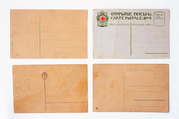 Vintage postcards on the white background