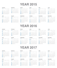 Calender 2015, 2016, 2017