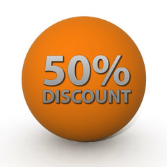 Discount 50 circular icon on white background