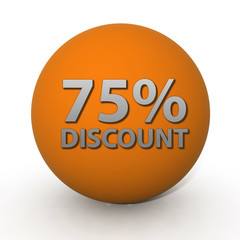 Discount 75 circular icon on white background
