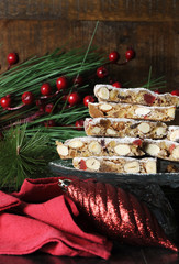 Traditional festive Christmas Italian style Panforte fruit cake 