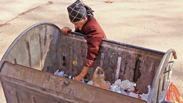 Woman in poverty