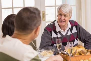 Portrait of grandfather during christmas dinner