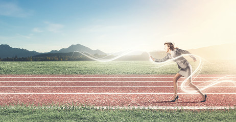 Running businesswoman