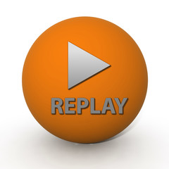 Replay circular icon on white background